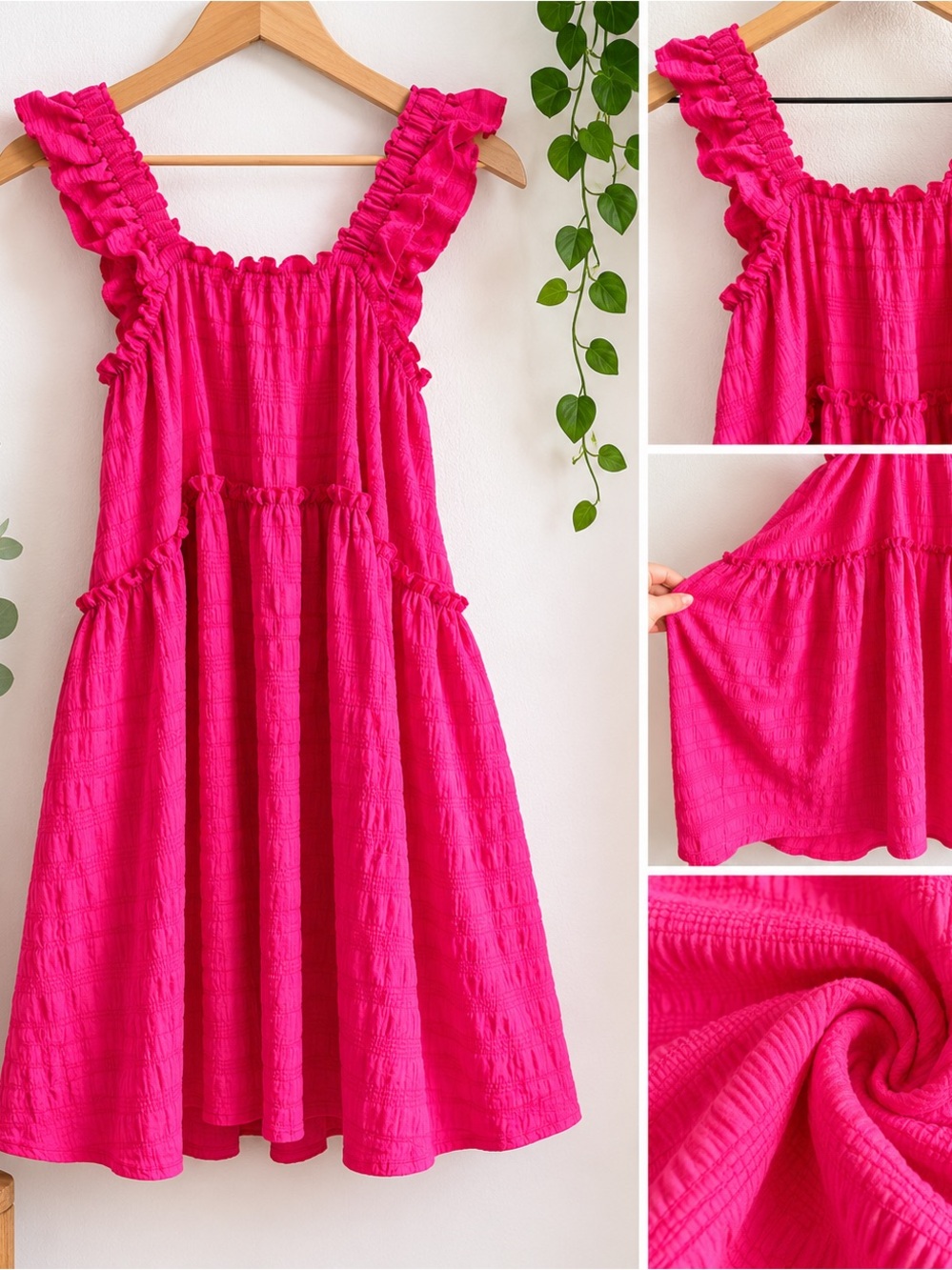 Bright Hot Pink Ruffled Sundress